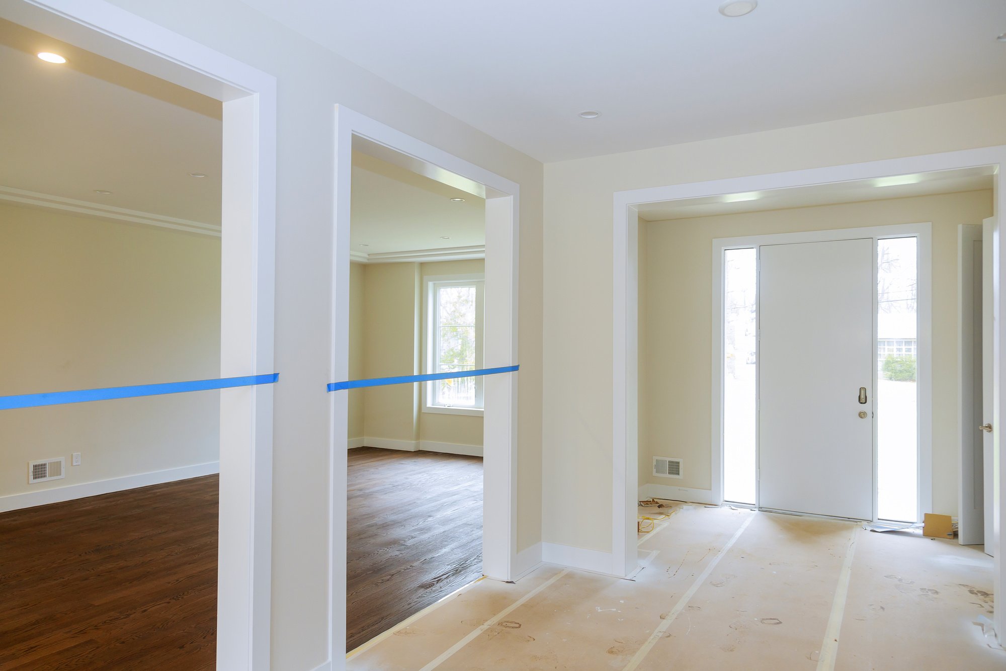 Renovation of a newly built house after painting the walls of a newly renovated room